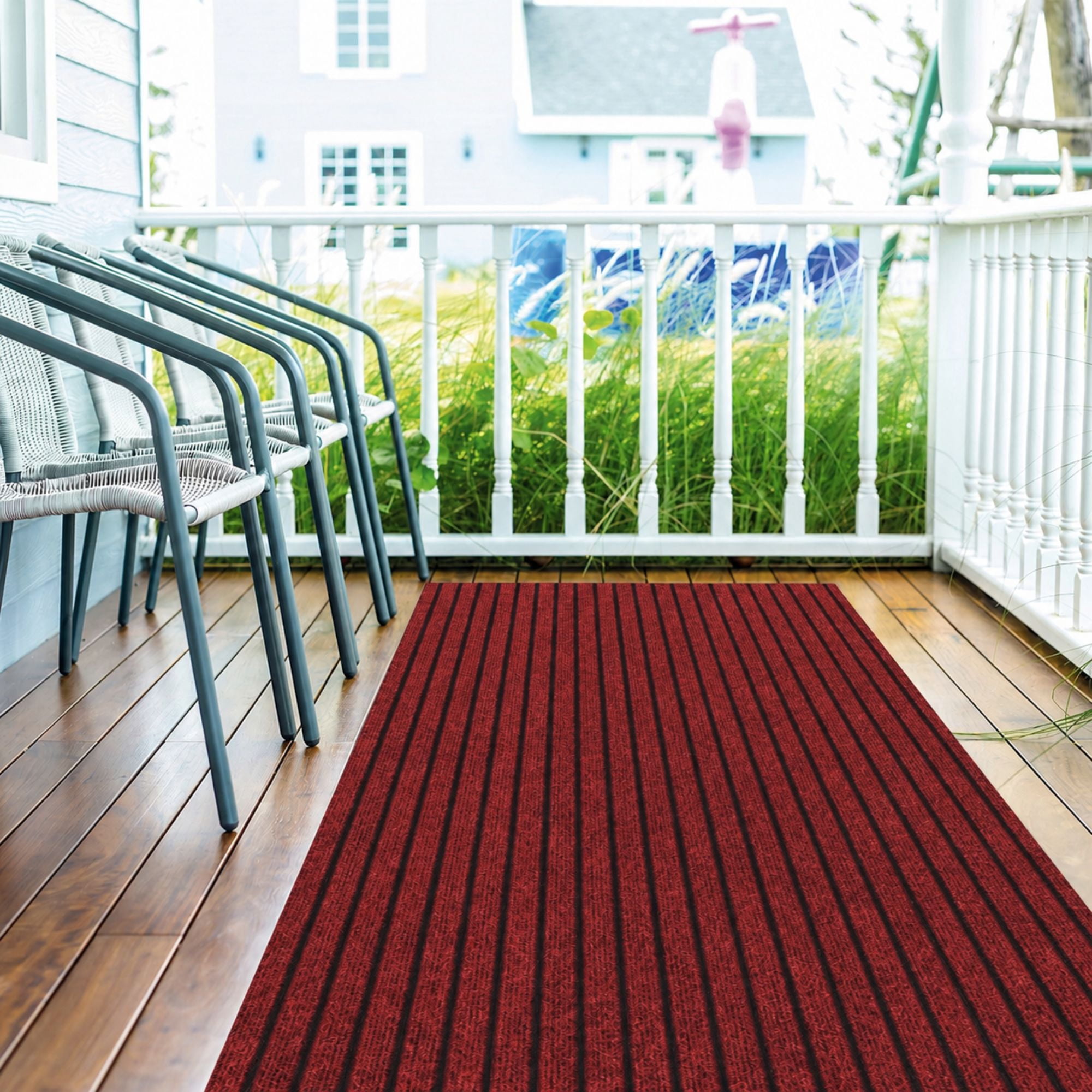 Ottomanson Non-Slip Hallway Runner Rug 2' x 43' Indoor/Outdoor Custom Size Utility Carpet for Garage, Red Ribbed