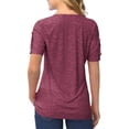 thumbnail image 3 of Short Sleeved Women Crewneck Casual Half Zipper Blouse, 3 of 3