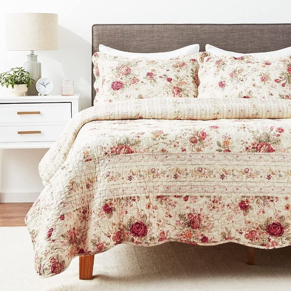 Juego de colcha Greenland Home Antique Rose Full/Queen Size, color crudo