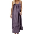 thumbnail image 3 of SROBPTY Summer Dresses for Women Solid Spaghetti Strap Ruffle Midi Beach, 3 of 5