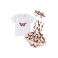 thumbnail image 2 of Musuos Baby Girls Summer Outfits 6M 12M 18M 24M White Short Sleeve T-Shirts + Skirted Suspender Shorts Set Toddler Clothes, 2 of 10