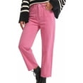 thumbnail image 2 of SELONE Straight Jeans Women Mid Waisted Pull On Jeans Loose Denim Pants Soild Casual Trousers with Pockets Pink S, 2 of 5