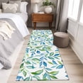 thumbnail image 4 of 2'x6' Rug Runners for Hallways Kitchen, Blue Green Botanical Non Slip Entryway Beside Floor Carpet Runner, Watercolor Summer Leaf Washable Laundry Room Bedroom Throw Rugs Mat for Family Pet, 4 of 8