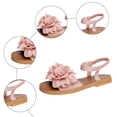 thumbnail image 5 of Rokment Women's 3D Lace Flower Flat Dress Sandals Boho Beach Summer Fashion Casual Low Heels Elastic Strap Slingback Walking Sandals for Comfortable Vacation Pink Size 9, 5 of 7