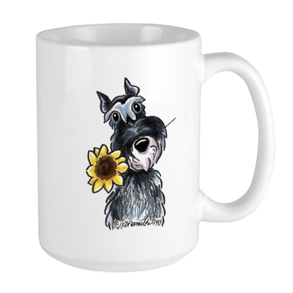 CafePress - Sunflower Schnauzer Large Mug - 15 oz Ceramic Large Mug