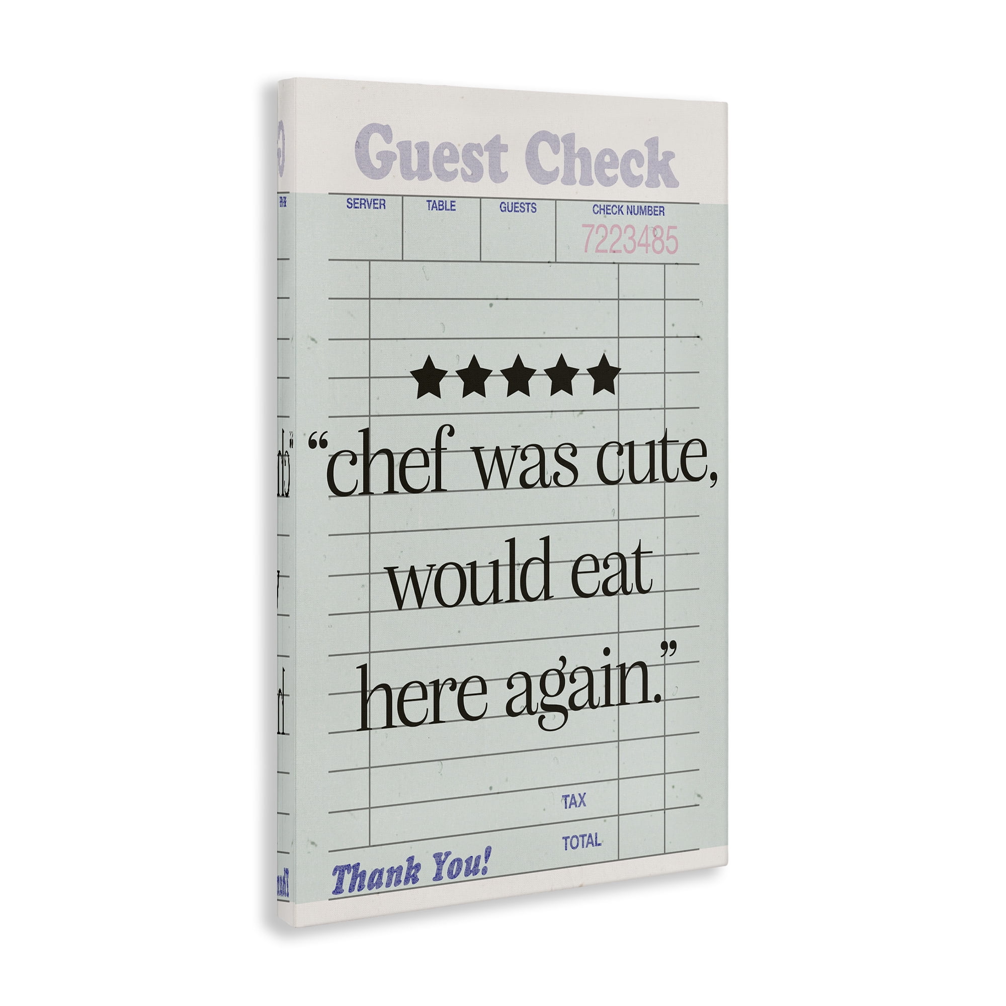 Stupell Industries Cute Chef Guest Check Typography Painting Gallery Wrapped Canvas Art Print Wall Art, 24 x 36