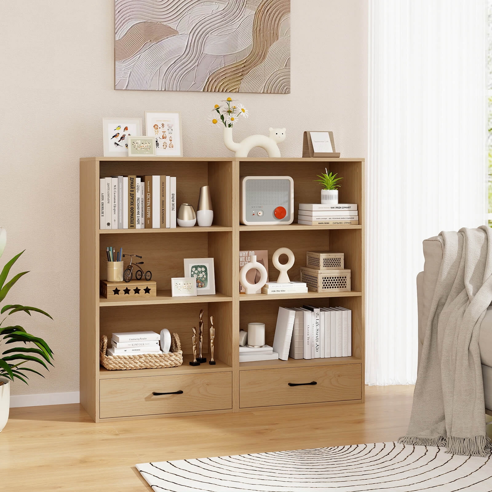 Costway 4-Tier Bookcase, 24'' x 15'' x 48'', Brown