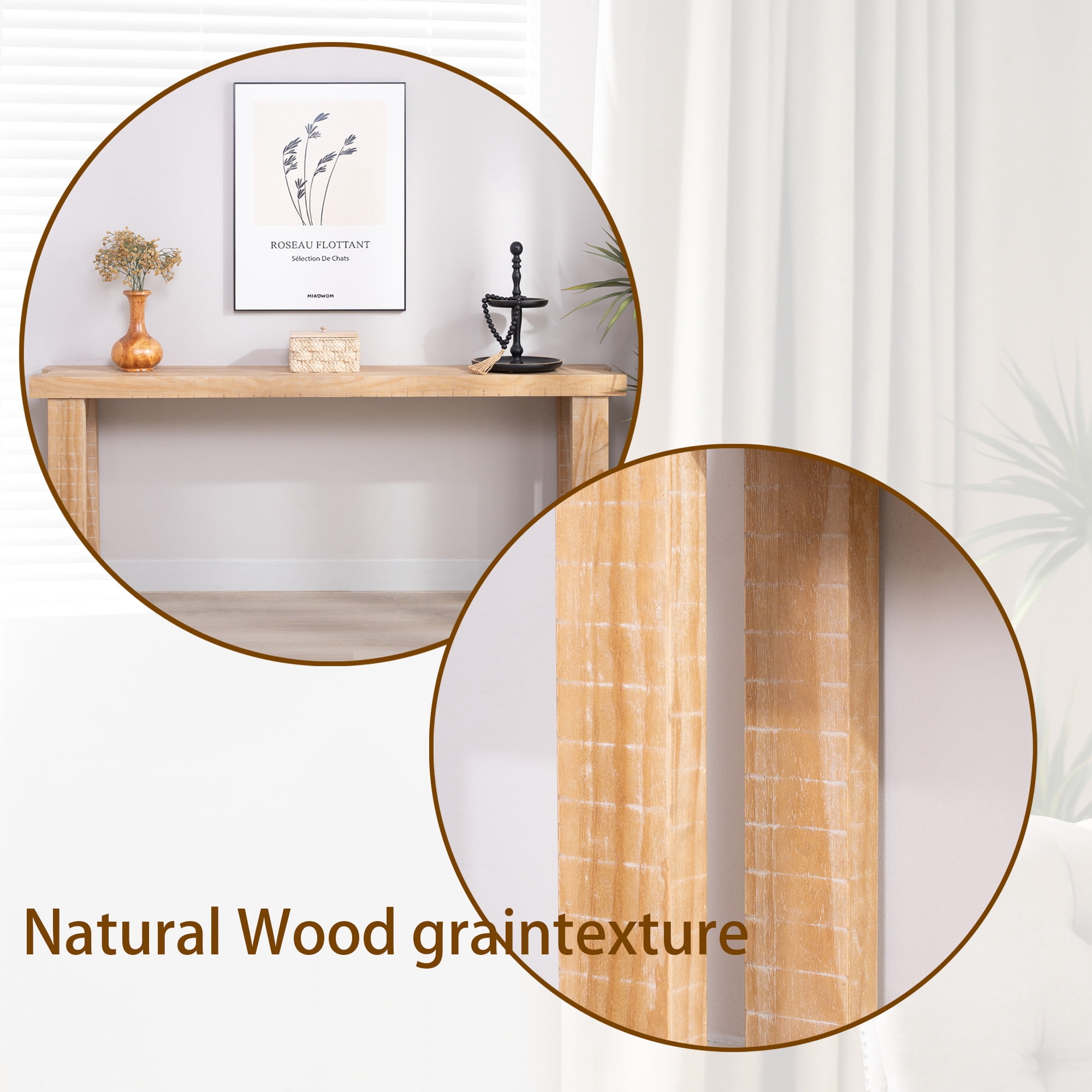 MDQMD 77.2'' Wood Console Table for Entrywya,Minimalist Sofa Table with Natural Wood Finish for Living Room,Hallwa