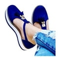 thumbnail image 4 of Women's Slip On Shoes Flats Soft Knit Lightweight Flats Fashion Comfortable For Walking Sneakers Slip On Shoes Blue 5.5, 4 of 5