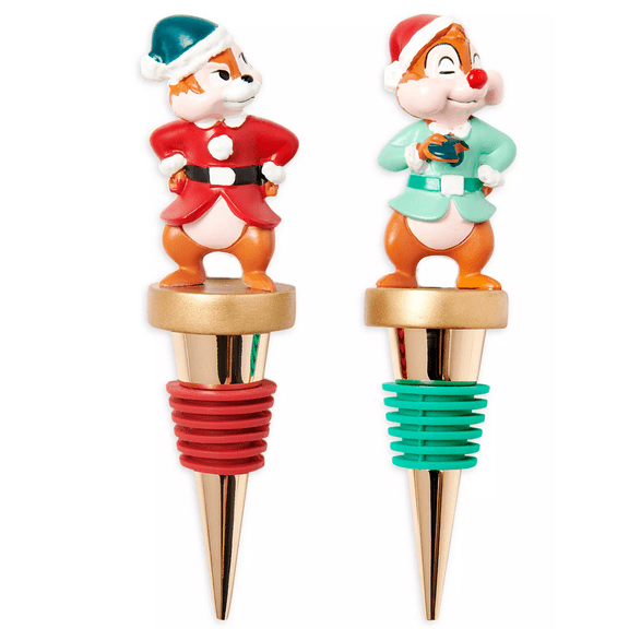 Disney Parks Chip 'n Dale Holiday Christmas Bottle Stopper Set New