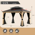 thumbnail image 4 of MeetLeisure 13 ft. x 11 ft. Wood Gazebo with Mosquito Netting Double Steel Roof Hardtop, 4 of 14