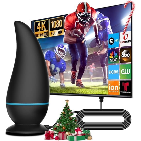 Antena de TV para interiores con rango de 750 millas y soporta 1080p 4K para cable HDTV, Smart HDTV, televisores antiguos para canal gratuito