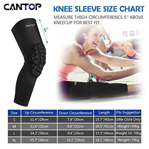 Cantop Compression Knee Pads Leg Sleeve Support Protector Sprots Brace for Volleyball Basketball Football Red, M Sold as Pair 