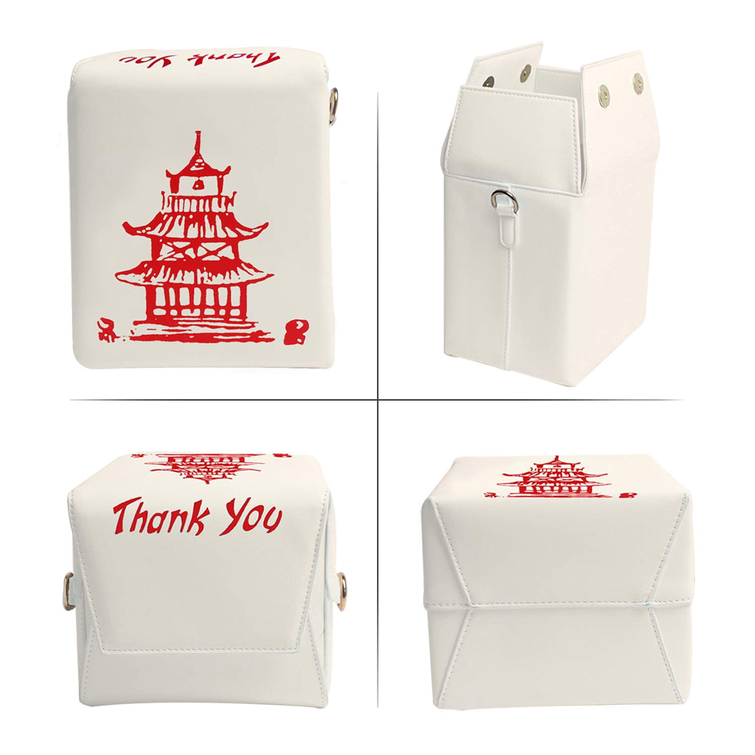 Women Novelty Chinese Takeout Purse Tower Print Crossody Shoulder Bag Box Totes with Comfortable Chain Strap