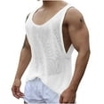 thumbnail image 3 of BADHUB Men's Mesh Fishnet Tank Top Hollow Out Breathable Sleeveless Muscle Loose Undershirt Summer Savings White XXL, 3 of 9