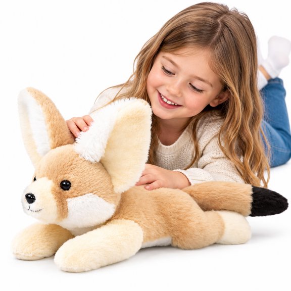 Just qunseen 8'' Realistic Big Eared Fox Plush Toy Soft Stuffed Animal Educational for Kids Gift