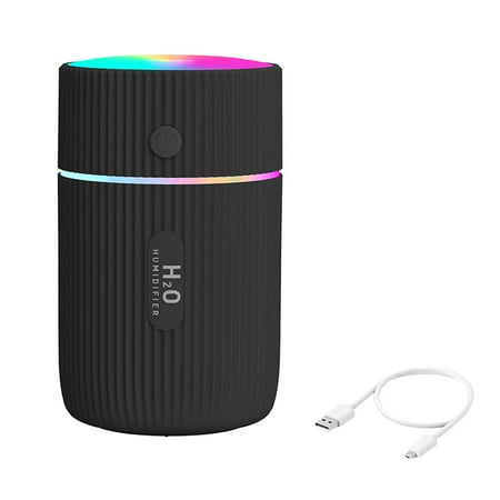 

220ML Air Humidifier with Night Light Low Noise Diffuser Mist Maker Sprayer Leak-proof Freshener for Household Car Living Room Bla