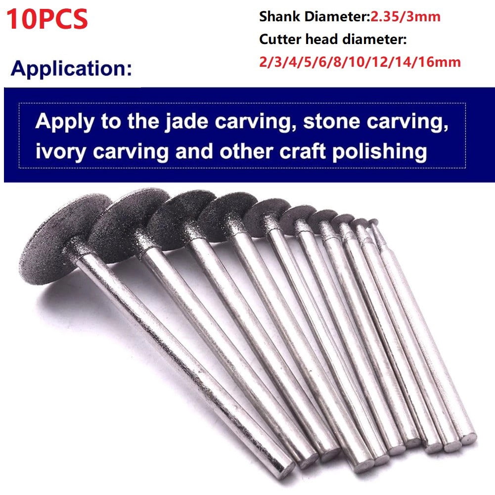 10 Têtes De Meulage Carborundum – Diamètres 2 à 14 Mm – Mandrin 2,35/3 Mm