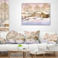 thumbnail image 4 of Designart Old Winter Village - Landscape Watercolor Throw Pillow - 18x18, 4 of 5
