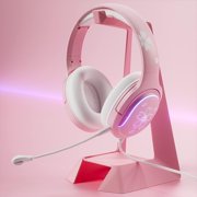 Cherry Blossom Stereo Gaming Headset for PS4/PS5/Xbox/PC/Mac/Switch, RGB Gradient Light Wired Gaming Headphones with Mic, Surround Sound Bass, Soft Memory Earmuffs for Kids & Girls/Women
