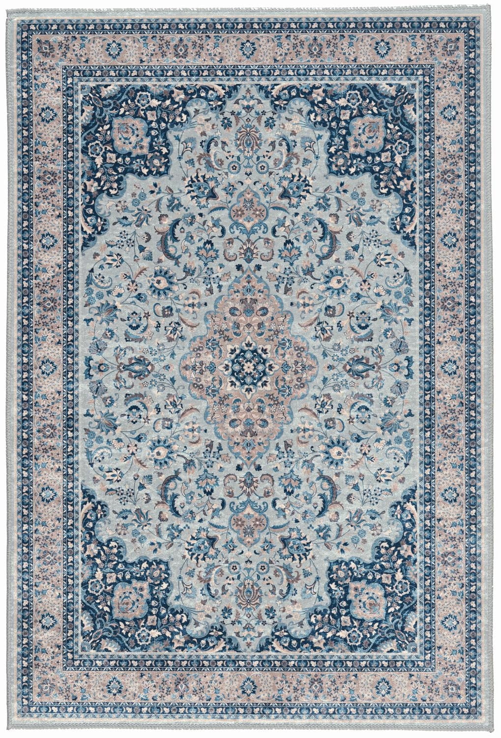 Tapis Emerald Paulson crème & bleu de 5 pi x 7 pi
