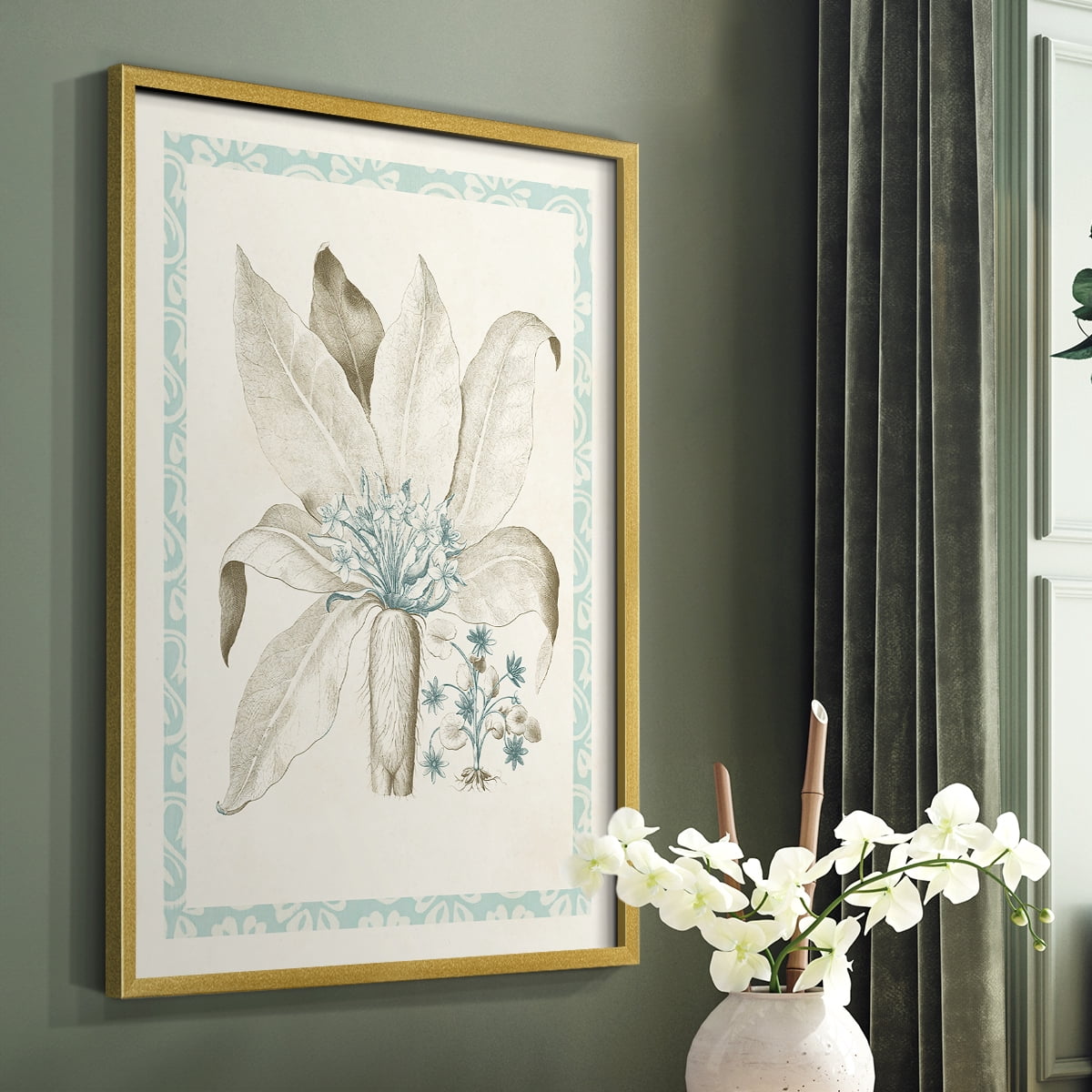 Willow Blue Besler V Framed Print - Solid Wood in Single Picture Frame Solid Wood 2 Framed Print