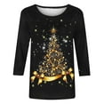 thumbnail image 4 of Luxalzxs Christmas T Shirts for Women 3/4 Sleeve Round Neck Trendy Sparkly Xmas Tree Pullover Tops Holiday Party Costumes Cute Tees, 4 of 5
