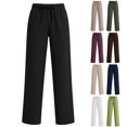 thumbnail image 5 of Womens Wide Leg Pants Casual Flowy Crepe Trousers Free Relaxed Fit Work Business with Pockets, 5 of 9