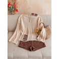 thumbnail image 4 of Women Off Shoulder Distressed Long Sleeve Top Hollow Fringe Casual Night Out Outfit, 4 of 9