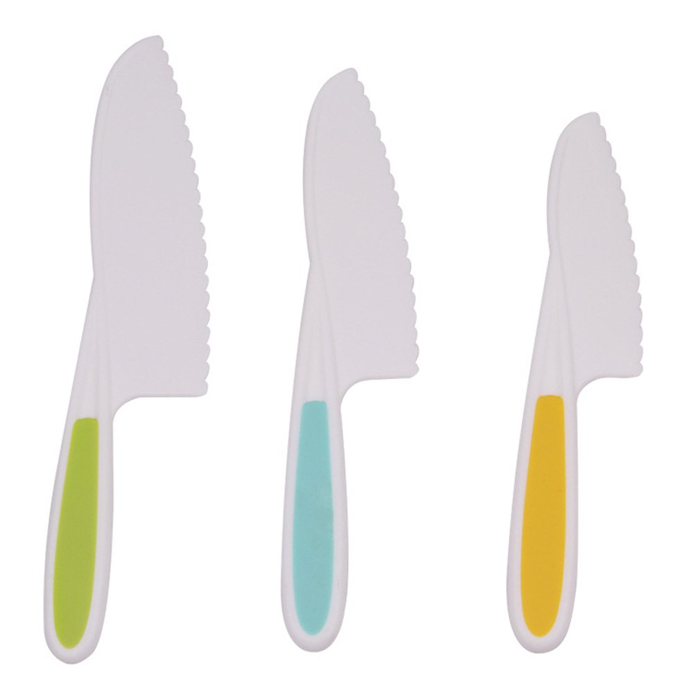 Chainplus Set of 3 Kitchen Knives for Kids, Non Slip Nylon Kitchen