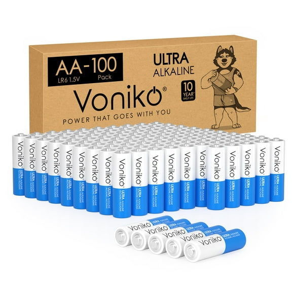 Voniko Alkaline AA Batteries 100 Pack 1.5 Volt for Electronic Devices