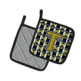thumbnail image 2 of Letter T Football Blue and Gold Pair of Pot Holders, 2 of 2