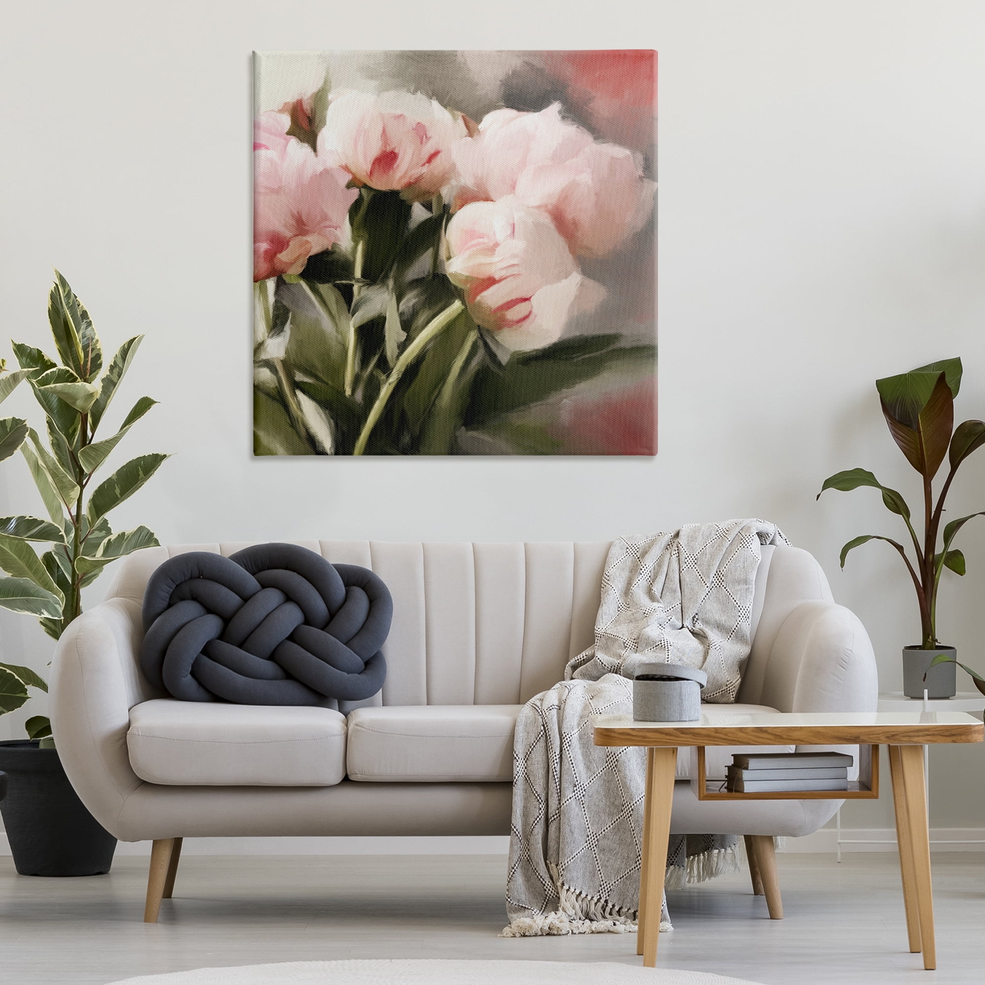 Stupell Industries Pink Floral Arrangement Botanical & Floral Painting Gallery Wrapped Canvas Art Print Wall Art, 36 x 36