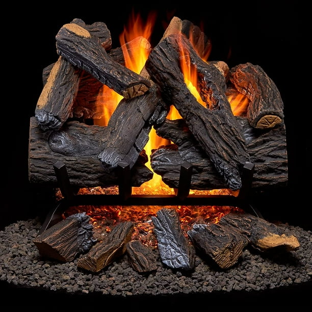 Duluth Forge Vented Natural Gas Fireplace Log Set 18 In 45 000 Btu Heartland Oak Com Duluth Forge Vented Natural Gas, 18 In Vent Free Natural Gas Fireplace Log Set