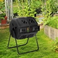 thumbnail image 2 of BORGEBY 43 Gallon Compost Bin Outdoor Tumbling Composting Bins Compost Tumbler Bucket Trash Can w/ Dual Chamber Sliding Doors for Garden Patio, Black Door, 2 of 7