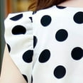 thumbnail image 6 of Women Summer Casual Polka Dot Round Neck Short Sleeve Shirt Top Chiffon Blouse, 6 of 6