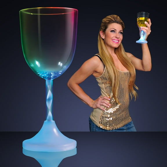 FlashingBlinkyLights LED Light Up Flashing Wine Glasses with Spiral Stem