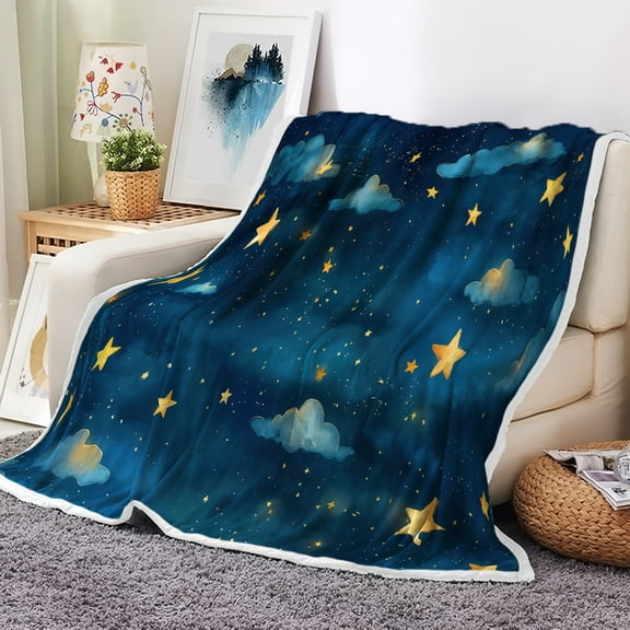 Twinkle Twinkle Little Star Throw Blanket,Galaxy Starry Space Night Sky Blankets,Soft Cozy Flannel Blanket for Home Couch Bed Office Travel Camping,Special and Practical Gift(50X60 Inches)