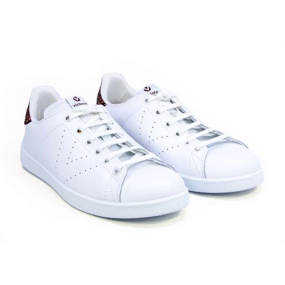 Victoria Women's Casual Leather Shoes, White Red Black,12 M US
