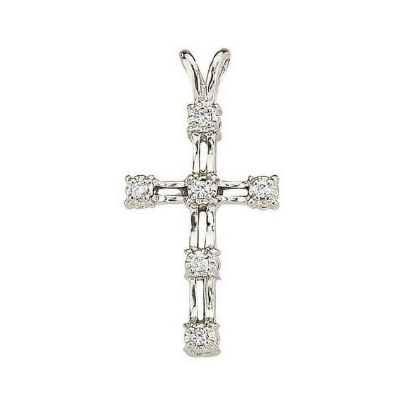 14K White Gold Diamond Cross Pendant with 18" Chain