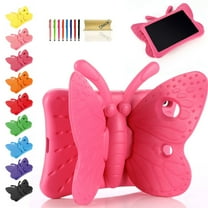 Dteck Case for iPad 9th/8th/7th Gen, iPad 10.2 Kids Case, iPad Pro 10.5/iPad Air 3 Case, Light Weight Shockproof EVA Foam Protective Tablet Cover Handle Stand Butterfly Child Friendly Case, Rose