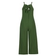 thumbnail image 4 of KBODIU Jumpsuits for Women Solid Casual Camis Sleeveless Suspender Wide Leg Pants Rompers Bodysuit for Women Army Green S, 4 of 6
