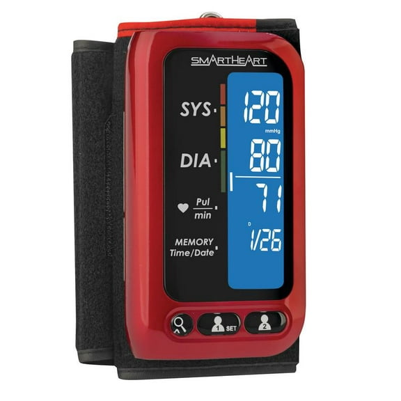 SmartHeart Blood Pressure Monitor | Attached Upper Arm Cuff | Advanced Inflation| 500-Reading Memory