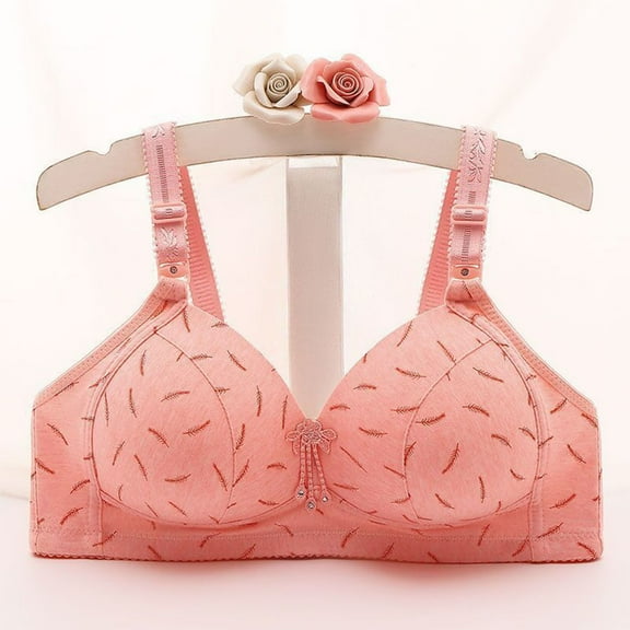 QLEICOM Everyday Bras for Women, Women's Comfort Lift Wirefree Bra Thin Adjustment Chest Shape Bra Underwear No Rims Bras No Underwire Hot Pink Cup 38/85BC