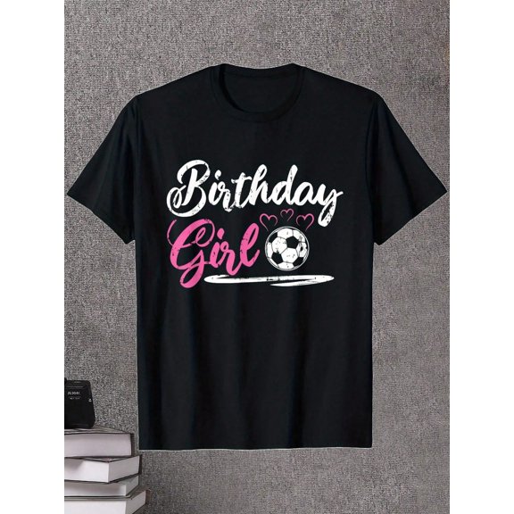 Birthday Girl Soccer Ball Graphic T Shirt For Kids Girls Cute Funny Birthday Gift Unisex Short Sleeve Cotton Tee