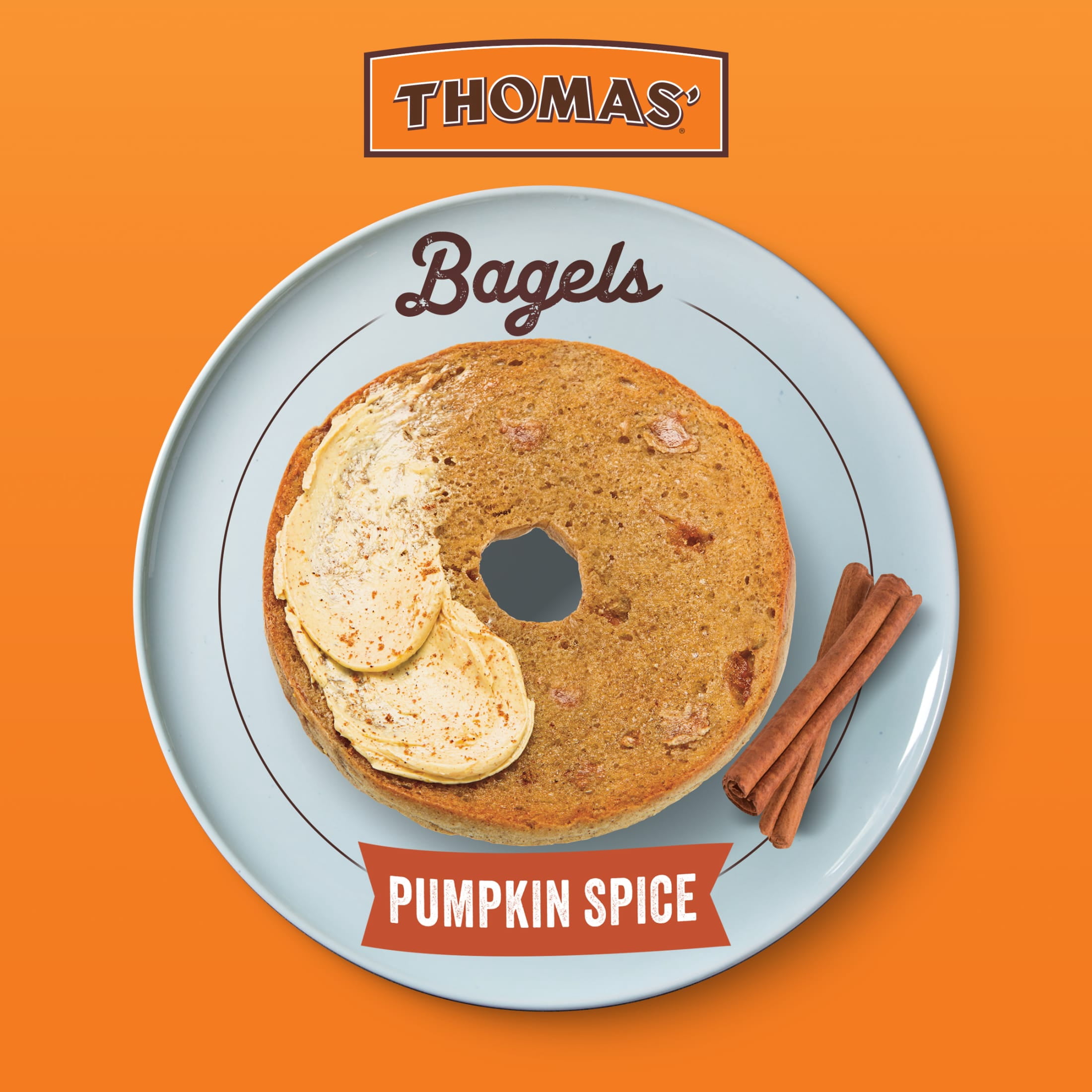 Thomas' Pumpkin Spice Bagels, 6 count, Bagels, 19 oz Bag