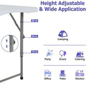 NiamVelo Folding Table 4 Ft Plastic Picnic Table Height Adjustable Foldable Table for Indoor & Outdoor Party Banquet Camping Picnic Home Dinner Office,White