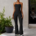 thumbnail image 2 of Women's Flared Halter Neck Jumpsuit Convert to High Waist Flared Yoga Pants- Medium, Black, 2 of 7