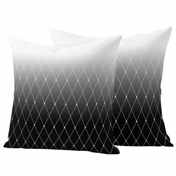 Outdoor Waterproof Pillow Covers Black Grey Gradient White Stripes Decorative Throw Pillow Protectors,Pillowcase Cushion Cases for Patio Sofa Garden Couch,16x16in,Pack of 2