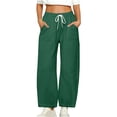 thumbnail image 2 of Antqov Sweatpants Women, Elastic Waist Solid Color Drawstring Fleece Lined Wide Leg Pants with Pockets, Outdoor Fashion Comfortable Relaxed Casual Joggers, 2 of 7